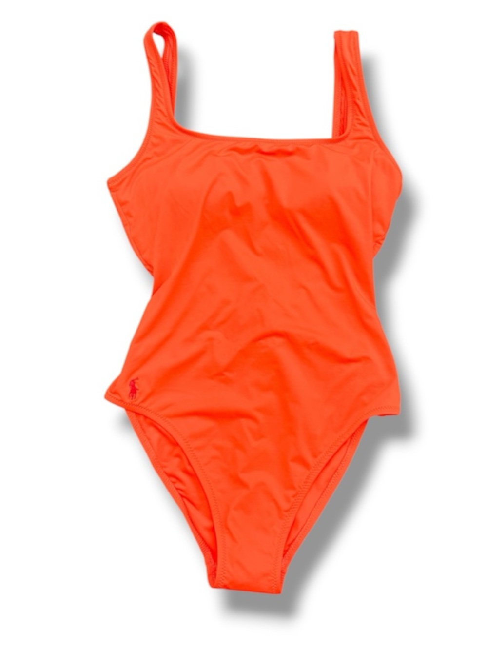 NWT Polo Ralph Lauren Square Neck One-Piece Swimsuit Orange Size M